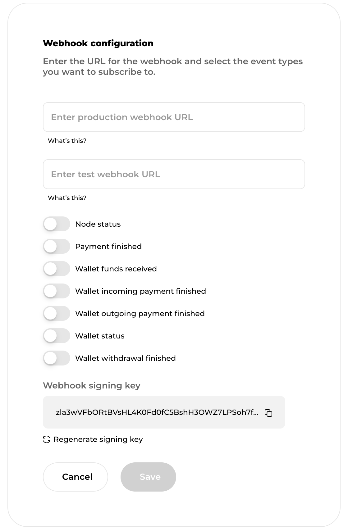 Webhook configuration