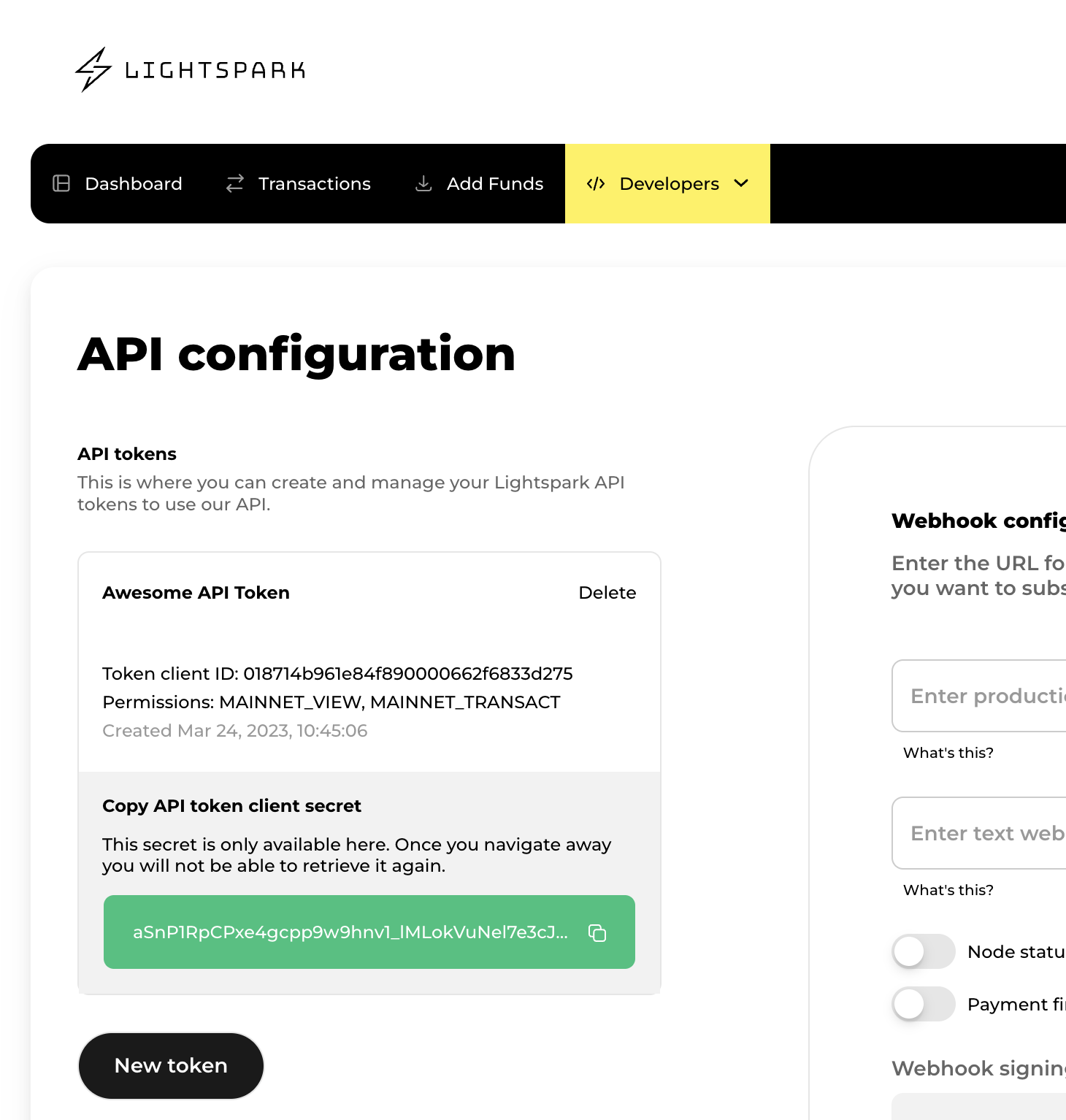 API Token Created