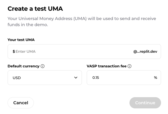 Screenshot of creating UMA home UI